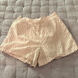 Abercrombie & Fitch Beige Striped High Waist Shorts